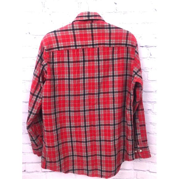 St. John’s Bay Vintage Wool Red Plaid Outdoors Button Down Flannel Shirt M - Picture 5 of 16